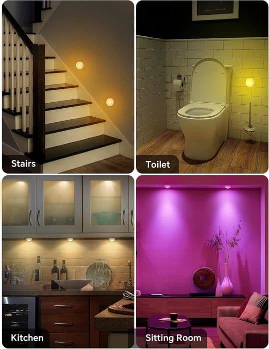 Wireless LED Closet Lights with Remote Control, Battery Operated Cabinet Lighting, 6-Pack, White
