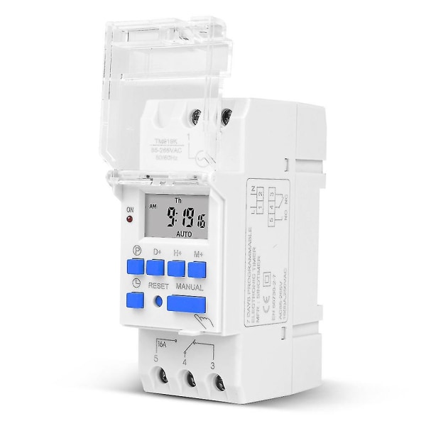 Digital Timer, Railsmonterad Timer, Industriell Timer med LCD-display (220V)