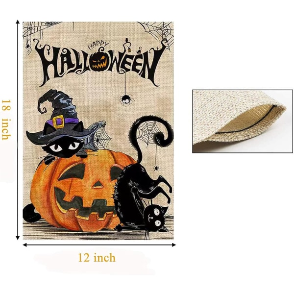 Halloween Trädgårdsflagga Pumpor Katter 12 X 18 Dubbelsidig Välkommen Trädgårdsflaggor för Trädgård Dekorationer, Säsongsbetonad Utomhus