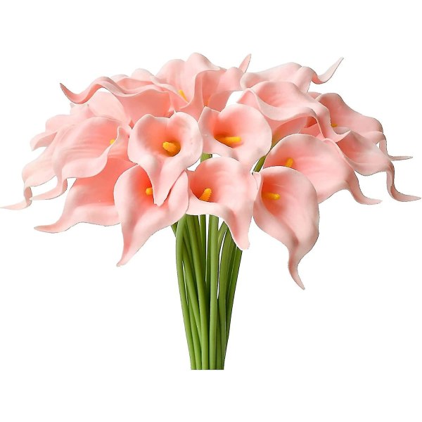 20 stk Faux Calla Silk Flowers Simuleringsbukett 12,6" For hjemmekjøkken og bryllup Rosa Pink