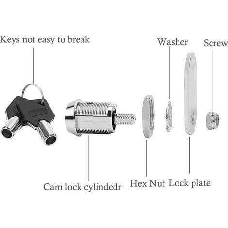 Lock. Cylinder lock, security bolt for mailbox lock with matching keys (20 mm)