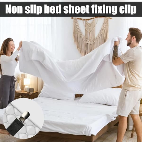 Adjustable Sheet Holders - Elastic Straps with Metal Clips to Secure Sheets, Mattress Protectors or Sofa Covers