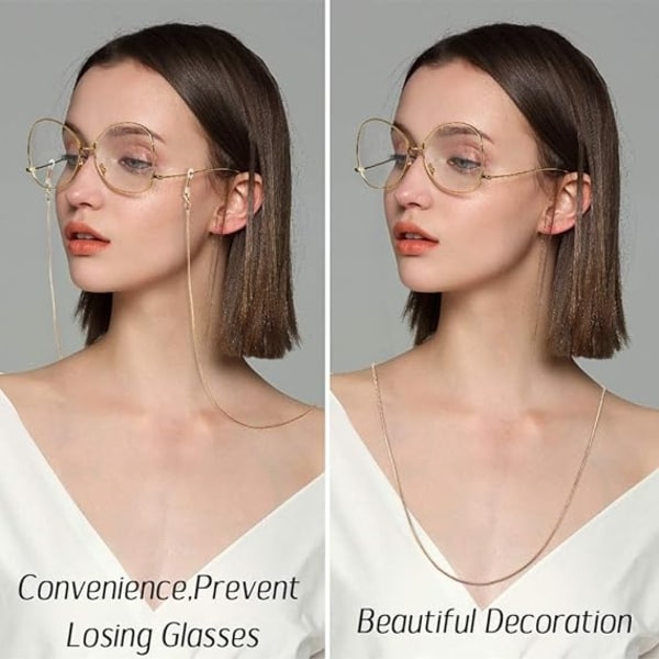 Brillekjede 3 stk Snorer Solbriller Brilleholder Tau Brilletråd for kvinner Menn Brillestropp Universal Justerbar (76CM