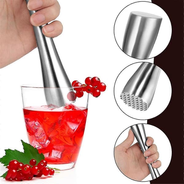 8- och 10-tums cocktailmuddlare i rostfritt stål, Old Fashioned Cocktail Muddler, hemmabartillbehör