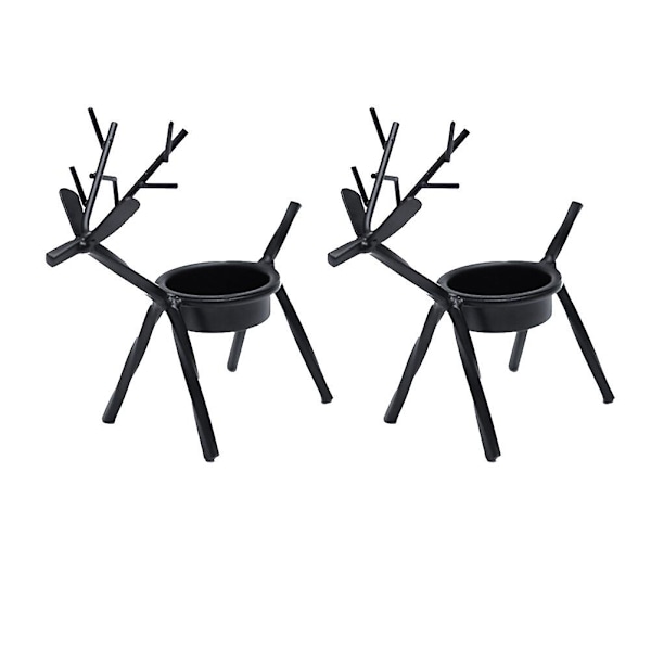 2 st Renljusstake Jul Älg Ljushållare Jul Votivljushållare Jul Värmeljushållare Svart