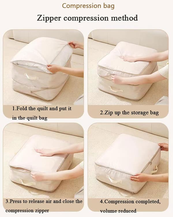 2024 Upgraded Large Capacity Compression Bag for Storage, Bedding, and Clothes for Suitcases Grey Medium Grey Medium