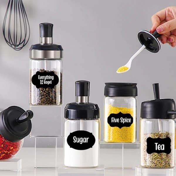 80 Kitchen Decorations with Black Labels + White Pen