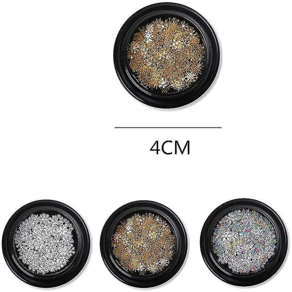 4 stk. Snefnug Nail Art Tilbehør 3D Charm Paljetter
