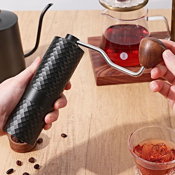 Manuell Kaffeekvern, Bærbar Håndkaffe Kvern med Rustfritt Stål Burr, Håndholdt Burr Kaffe Kvern med Justerbar Grovhet Innstilling for Espresso Fransk Presse Drypp Kaffe