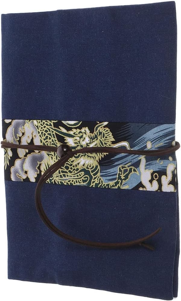 Fabric Book Cover for A6 Notebooks Decorative Patchwork with Dragon Design Handmade Small Book Sleeve