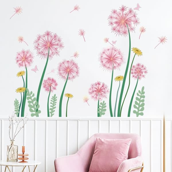 Blomväggdekaler, Blomväggdekal för Vardagsrum, Blomväggdekal för Barnrum, Maskrosväggdekal
