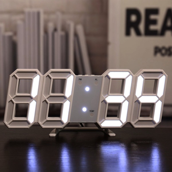 LED digital skrivebordsklokke - 3D moderne nattbordsklokker for soverom, hjem, kontor - alarm, slumre, temperatur, USB-strøm