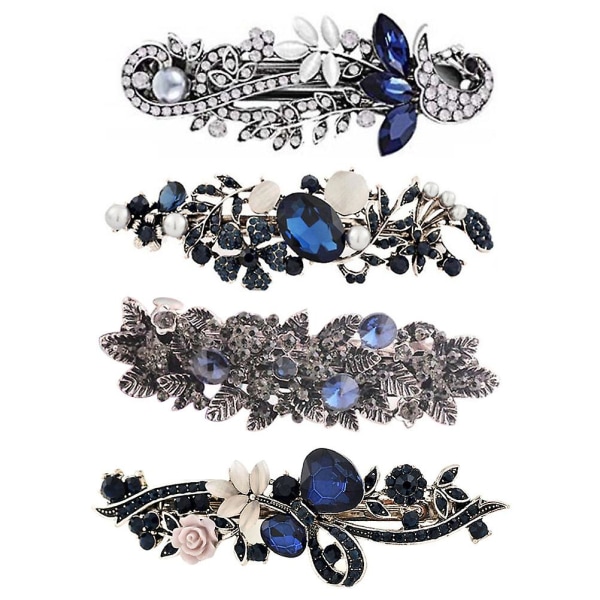 Retro Dekor Kristall Hårklämmor Rhinestone Hårspännen Dekorativa Bobby Pins Vårblommiga Hårklämmor M