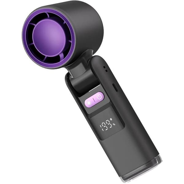 Portable Handheld Fan - Foldable - 199 Speeds - Digital Display - Rechargeable Battery