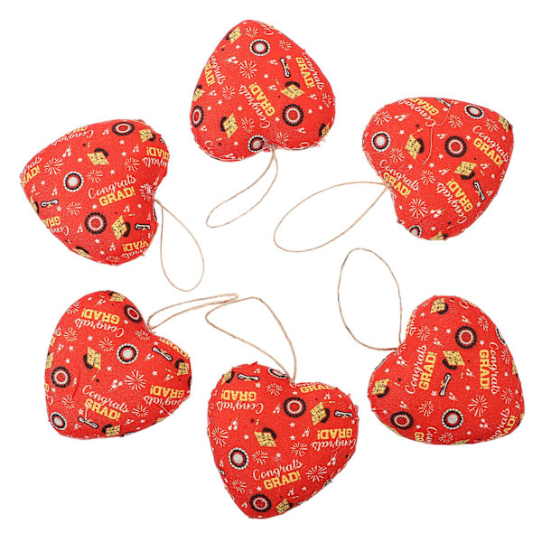 6 stk. Hengepynt med temaet "Graduation Love" - Stoff, Graduation Scene, Festpynt, 6x6cm