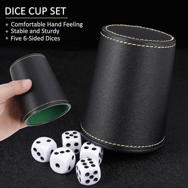2-pack läder tärningskopp set - skaka med 10 prickiga tärningar för spel