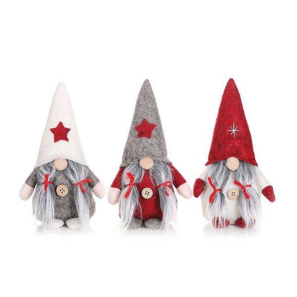 Julegave Stjernehatt Svensk Julenisse Gnome Plysjdukke Ornament Håndlaget Grå