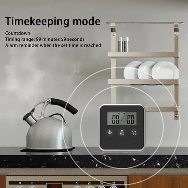 Elektronisk digital LCD-mattermometer sond BBQ köttmatlagning temperatur matlagning temperatur kökslarm matlagningstimer, svart