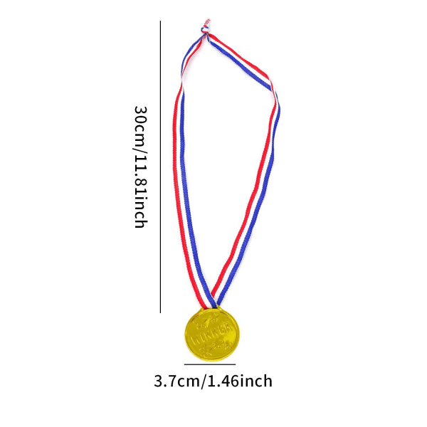 48 stykker Barn plast medaljer hengende Leker Golden Games medaljer kobber sølv leketøy festgave