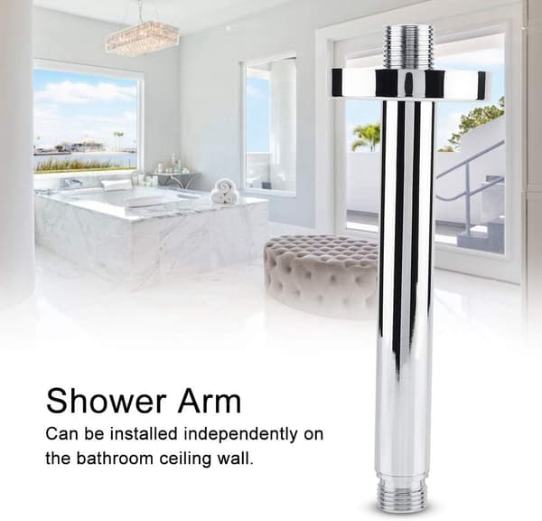 Dusjhode-arm, universell dusjarm for dusjhode, forlengelsesrør med flens, rund takdusjarm (30 cm/11,81 tommer)_yux