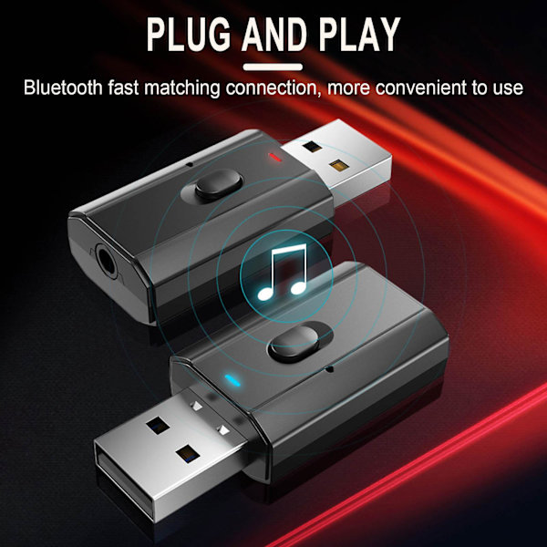 USB Bluetooth Adapter Bil Audio Modtager Bluetooth Sender Håndfri Opkald 5.0 Bluetooth Modtager