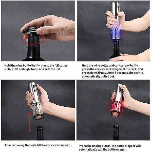 Smart Automatisk Elektrisk Vinförare USB Laddningsbar Vinflaska Korkdragare (silver)