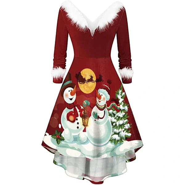 Julekjole dame elegant langermet vintage aftenkjole
