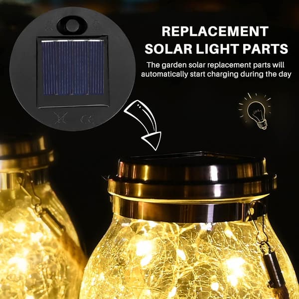 5-pak reservedele til solcellelamper (topstørrelse 7 cm, bundstørrelse 6 cm), 7 varmhvide LED vandtætte