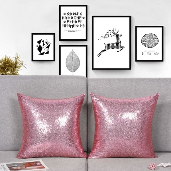Set med 2 Sjöjungfrupaljetter, Kuddfodral (Rosa, 18x18\")