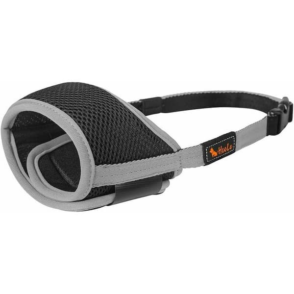 Dog Muzzle, Soft Nylon Dog Muzzle, Anti-Bark and Chew, with Breathable Mesh, Adjustable Buckle, S, Grey