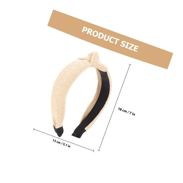 Knutede Raffia Pannebånd 2 stk Sett, 5 cm Lys Beige