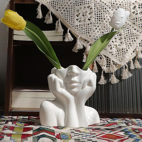 Keramikkvase Stuedekorasjon Moderne Kroppsblomst Vase Håndverk Art Ornament Home Decor Accesso