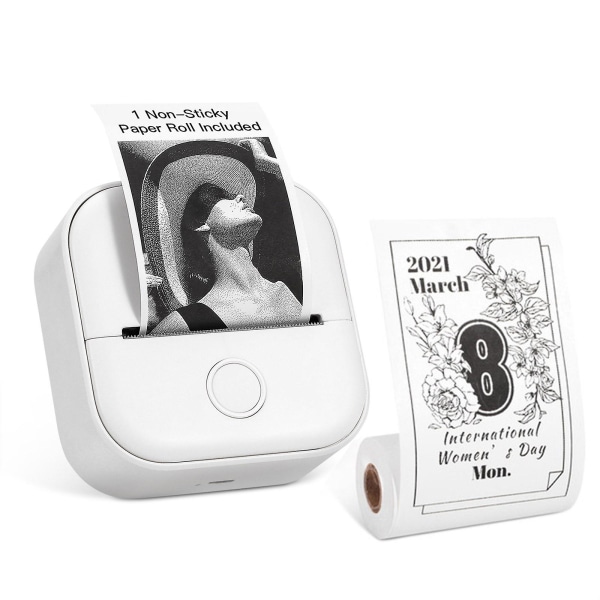 Instant Mini-klistermärkesutskrifter Bärbar Mini Bluetooth-kompatibel Fickutskrifter Termisk utskrift White