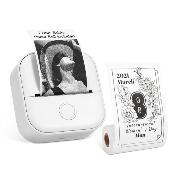 Instant Mini Sticker Printers Portable Mini Bluetooth-kompatibla Pocket Printers Thermal Printing Te White