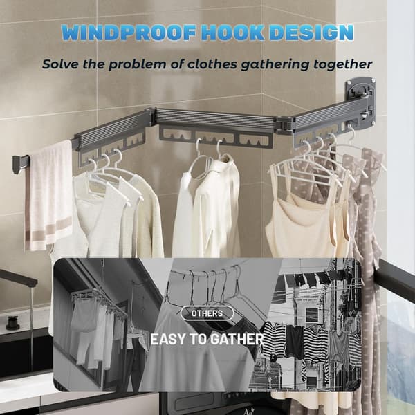 Wall Mounted Clothes Drying Rack, Extendable Wall Mounted Drying Rack (Triple), Space Saving Wall Rack, Portable, Space Saving Balcony Laundry