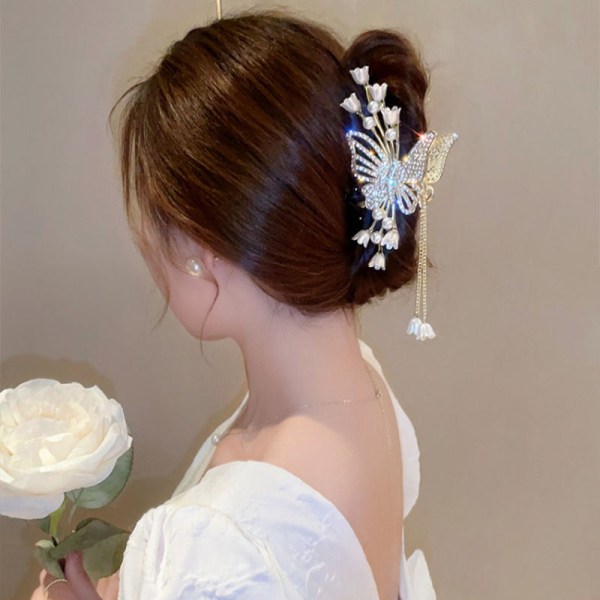 Butterfly Hair Asusteet Tupsu hiusklipsi Naisten kristalli Yksinkertainen hiuskynsipidike Hairapu Klipsit tytöille Hiusneula Hiustuki