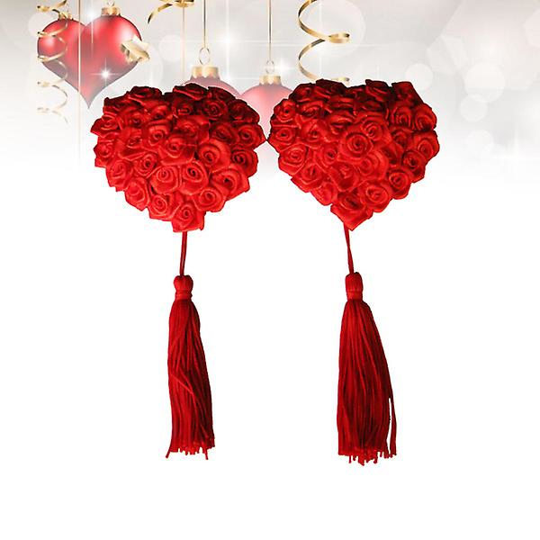 Olkaimettomat rintaliivit Pasties Lingerie Saumattomat liimattavat rintaliivit Naisten paljettisilikoniterälehdet Lingerie Rintaliivit Nännien peite Punainen 6*6cm