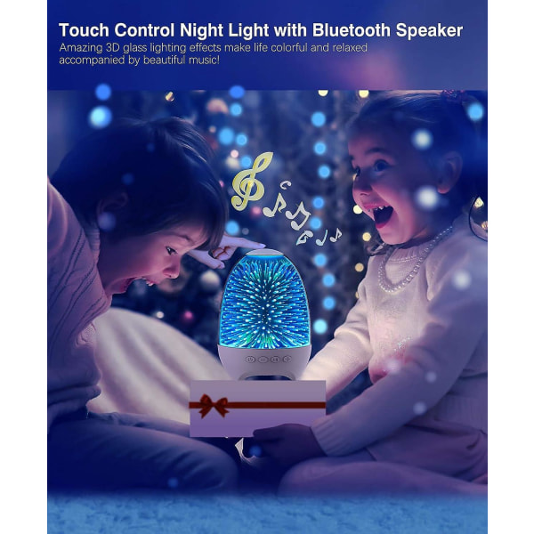 Natlys Bluetooth-højttaler, 3d glasberøringskontrol sengebordslampe 7-farvet Led bærbare trådløse højttalere, genopladelig bordlampe, bedste gave til