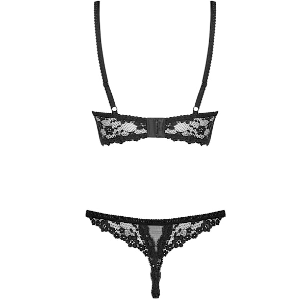 Obsessive Letica, Cupless BH & Grenseløs Trusse, sort Sort L/XL Black L/XL