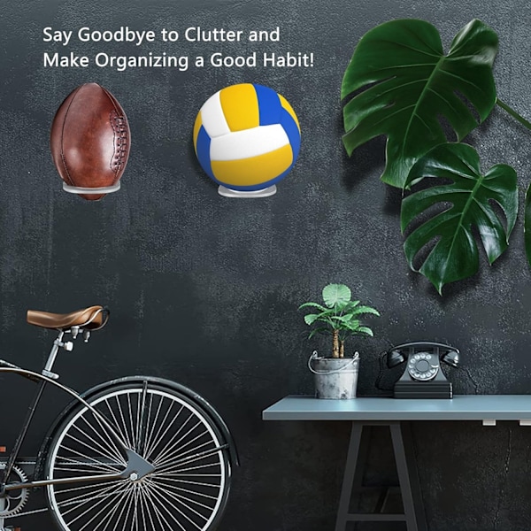 3-pack Basketbollshållare Väggmontering, Akryl Fotboll Displayställ Transparent Bollhängare Förvaring, för Fotboll, Basketboll