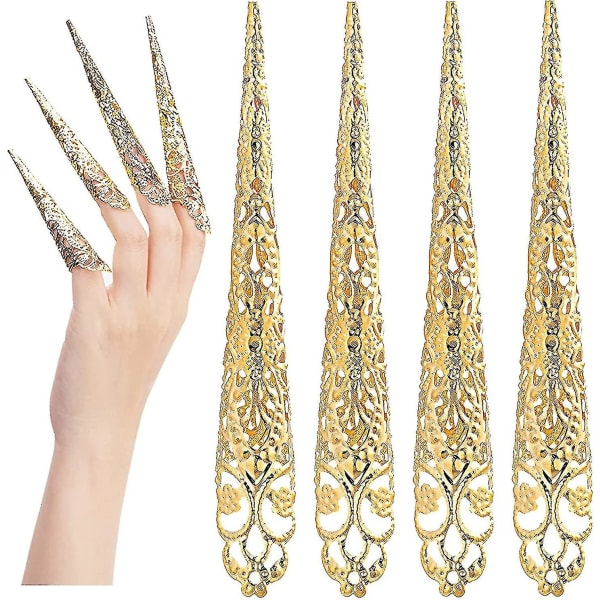 Finger Nail Tip Claw Rings, Ancient Queen Costume Claws Kostym Fingertop Claw Nagelringar Dekoration Tillbehör, Finger Knuckle Protectors For Ha