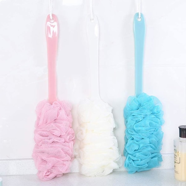 A Floral Backed Shower Brush, Long Handle For Men And Women (pink)