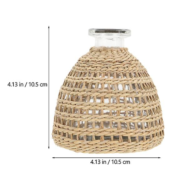 1 kpl Käsin kudottu lasinen aromipullo luonnonmukainen kotimaljakko koriste vaaleanruskea vaaleanruskea 10,5x10,5 cm