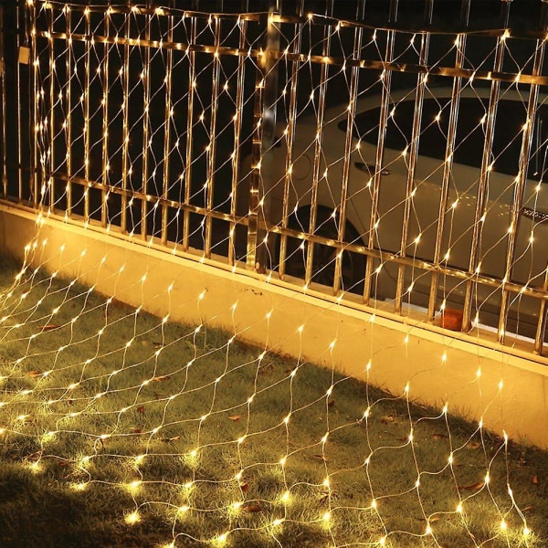 2*2m Led Light Net String Lights Med 204 Leds Christmas Net-mesh Med Kontrolboks