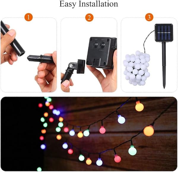 Aurinkokennovalot ulkokäyttöön 50 LED 6,9 m valosarja