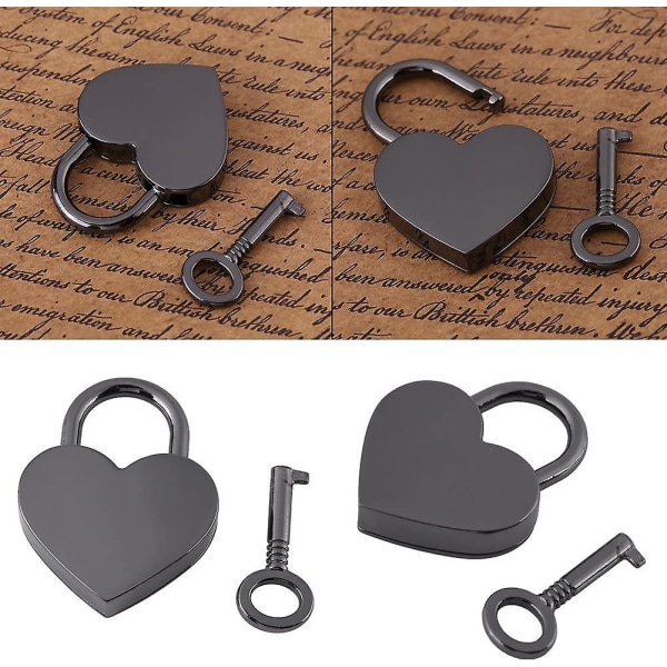 Mini hengelåser med nøkler, liten hjerteform hengelås med nøkkel for bagasjepose Dagbok smykkeskrin (6 stk)