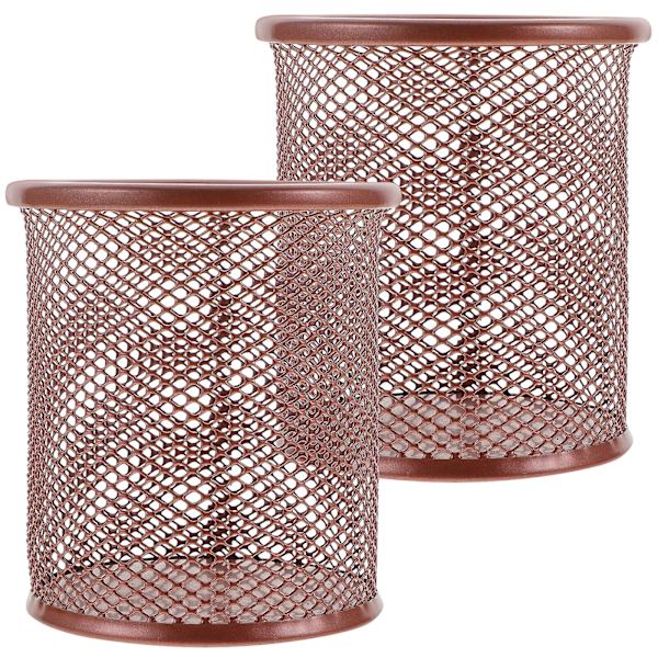 2 st. Skrivbords Pennskålar Pennskålar för Förvaring Flerfunktions Pennskålar Enkel Stil Pennskålar Roséguld 10x9x9cm