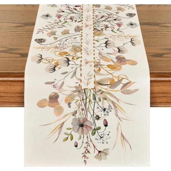 13 x 108 tums vildblommarblad Blommiga höstbordslöpare, hösttacksägelse Köksmatbordsdekoration för inomhus