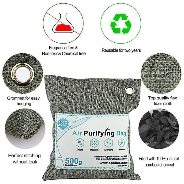 Nature Fresh Air Purifier Bags - Activated Bamboo Charcoal Air Purifying Bag Lukt Elimin