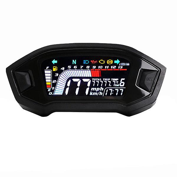 Universal moottoripyörän nopeusmittari digitaalinen LCD-veden lämpötilan matkamittarin mittari, musta 21x18cm Black 21X18CM